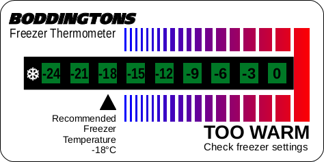 Freezer Thermometer Card minus 24C to 0C